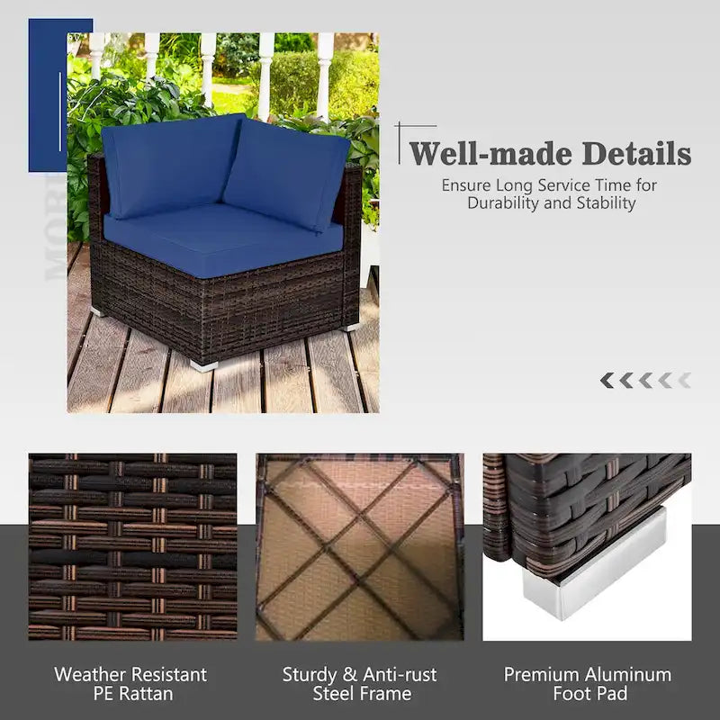 Set di mobili da giardino in rattan da 8 pezzi con braciere, supporto per bombole e copertura