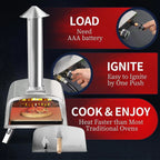 Forno per pizza da esterno multifuel per pizza con bruciatore a gas e contenitore per legna - 12 pollici