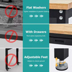 Banco da Lavoro da 60 Pollici, Tavolo da Lavoro con Piano in Legno di Gomma, 2 Cassetti e Pannello Forato, Banco da Lavoro Regolabile in Altezza da 3000 LIBBRE con Prese Elettriche