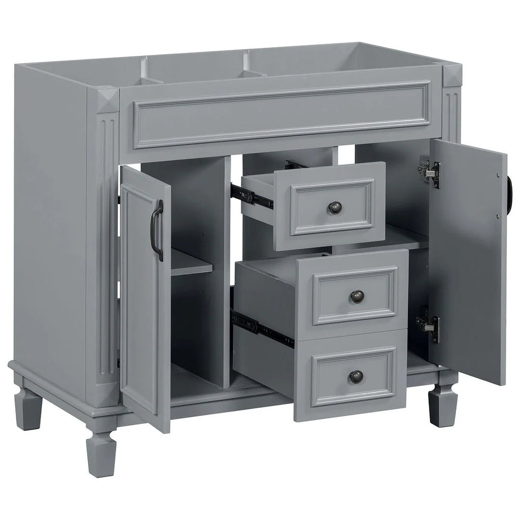 Mobile Bagno Moderno da 90cm con Lavabo Integrato e Specchiera, 2 Ante e 2 Cassetti