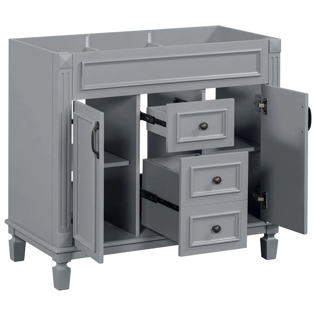 Mobile Bagno Moderno da 90cm con Lavabo Integrato e Specchiera, 2 Ante e 2 Cassetti