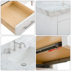 Mobile lavabo doppio Vanity Art 72 per bagno con piano in marmo composito