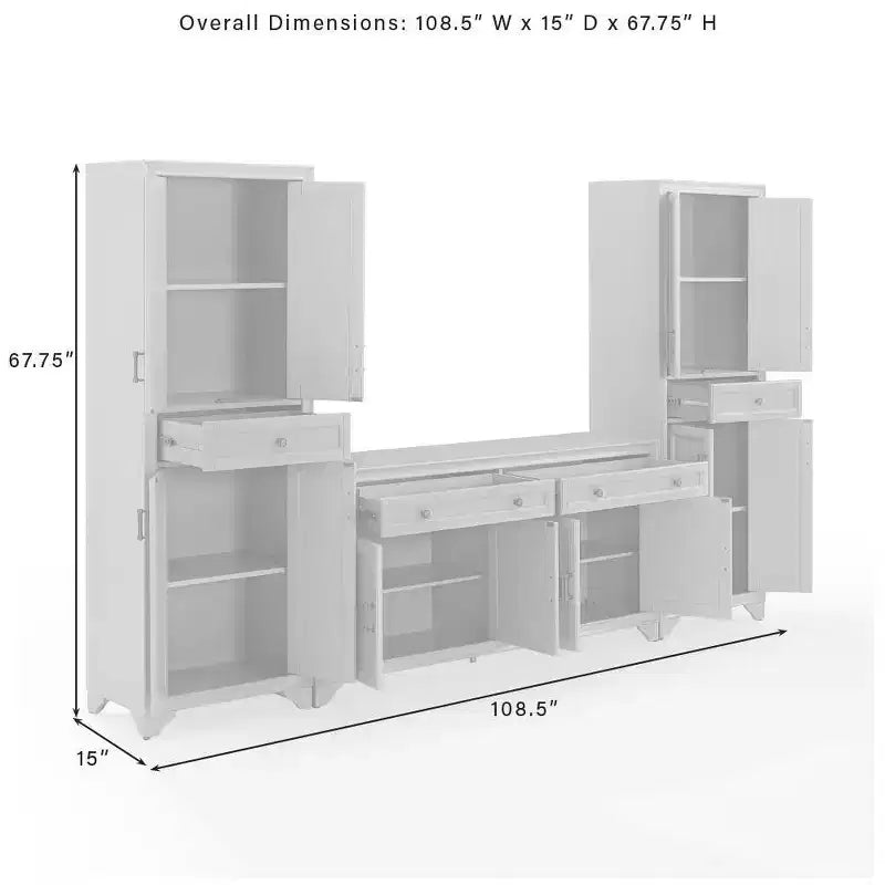 Set Tara 3 pezzi Madia e Dispensa Effetto Invecchiato - Crosley