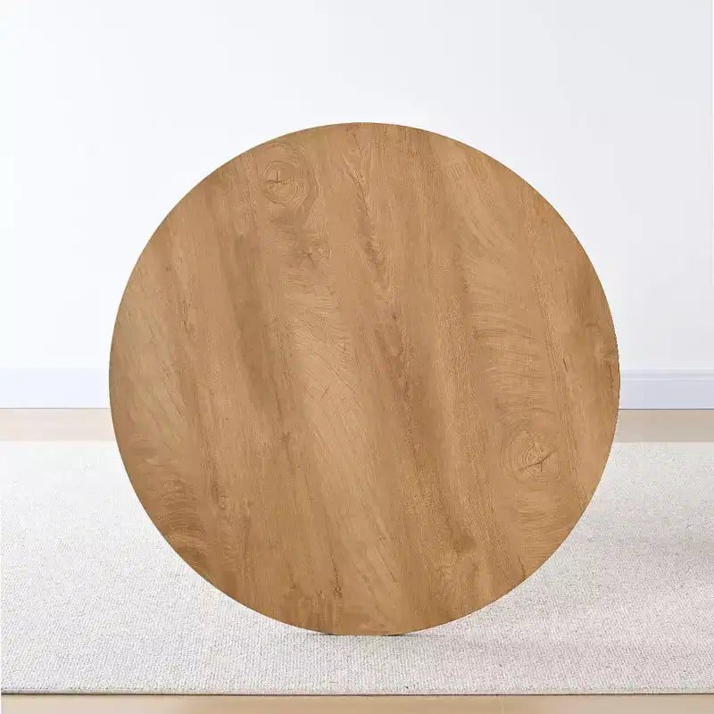 Tavolo da pranzo rotondo moderno con base a piedistallo con finitura effetto legno, tavolino da caffè piccolo per appartamento, sala da pranzo e salotto-Panipeachy