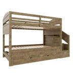 Whisen Letto a castello Twin XL con rotelle estraibili, letto a castello con contenitore, letto a castello in legno massello, scala con contenitore, armadio, 3 cassetti, per bambini