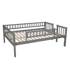 Letto a Castello Triplo Full Over Full con Scaletta Convertibile e Scivolo, Letto Triplo con Sponde di Protezione, Bianco/Grigio/Espresso - ModernLuxe