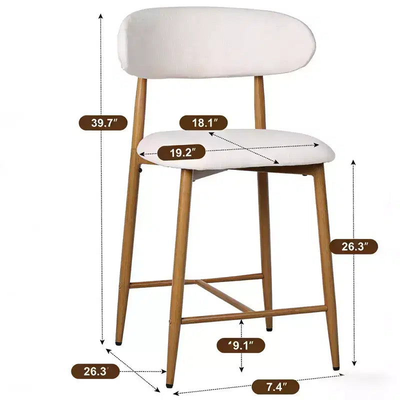 Sgabello da bar altezza bancone con seduta imbottita e gambe in metallo, sedia moderna per isola cucina da 26,3 pollici