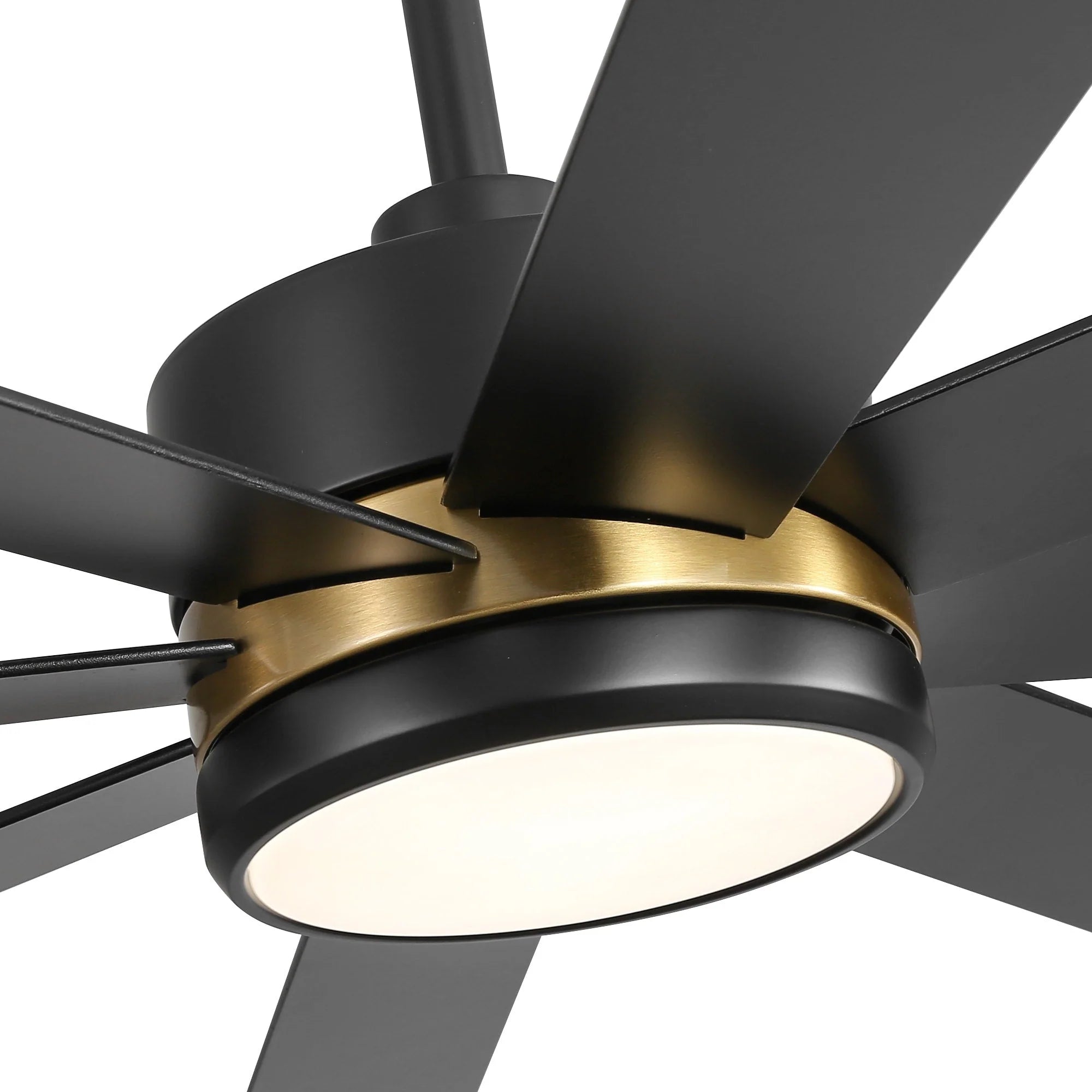 Ventilatore da soffitto nero da 65 pollici a 8 pale con luce LED e telecomando