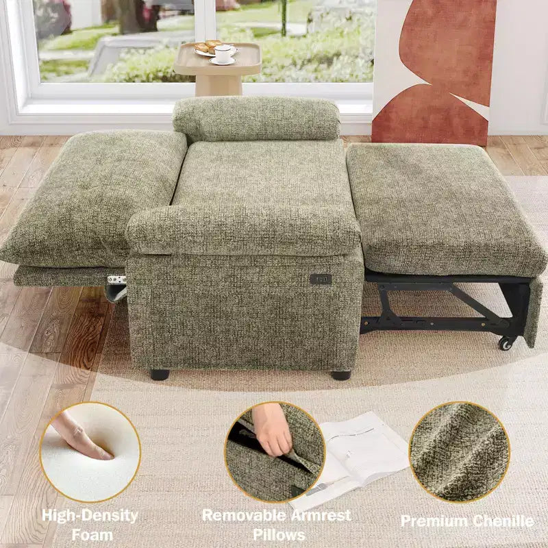 Dyonery Divano Letto Convertibile 3-in-1, Divano Letto Estraibile con Schienale Regolabile