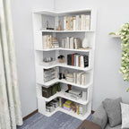 Libreria ad angolo in legno multistrato con 6 ripiani