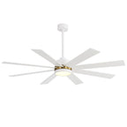 Ventilatore da soffitto nero da 65 pollici a 8 pale con luce LED e telecomando