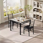 Set tavolo da pranzo per 4, con 4 sedie imbottite, set da 5 pezzi tavolo da cucina e sala da pranzo in legno con protezione angolare per cucina, appartamento, piccoli spazi