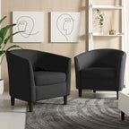 Set di 2 Poltrone Club con Braccioli in Lino a Botte Moderne
