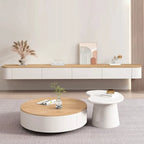 Mobile TV galleggiante contemporaneo in legno bianco con cassetti