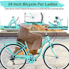 Bicicletta da donna Zeus & Ruta 24 pollici con 7 velocità e telaio in acciaio