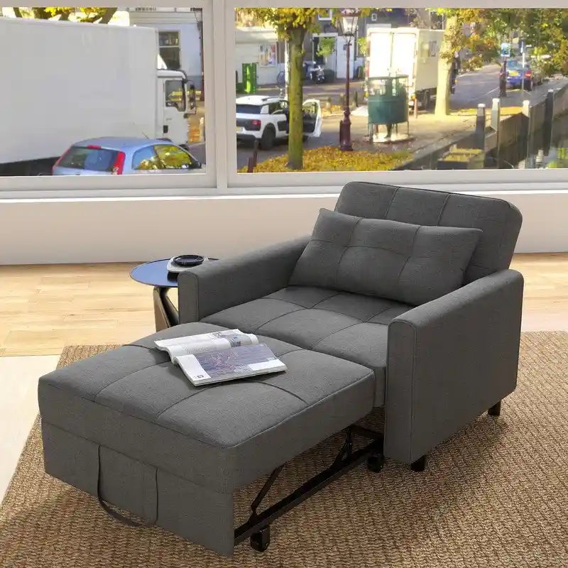Poltrona Letto Trasformabile 3-in-1, Divano da Salotto Pieghevole Regolabile Imbottito