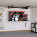 Scaffale pensile regolabile per garage per impieghi gravosi, montaggio a soffitto con blocco di sicurezza, capacità di 113 kg per contenitori, attrezzi, biciclette e garage