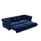 Divano Letto Estraibile 3-in-1 King Size in Velluto Whisen e Divano Letto Convertibile con Ottomana Mobile, Design Trapuntato