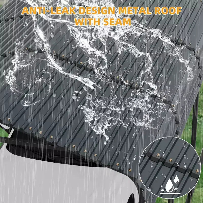 LinTimes Tettoia in metallo 3,6x7,3 metri con tetto in acciaio zincato, telaio verniciato a polvere, riparo resistente all'acqua per veicoli, protezione esterna