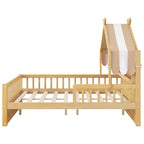 Letto a Capanna ModernLuxe per Bambini, Misura Singola/Piazza e Mezza, in Legno con Testiera Contenitore, Struttura in Pino Massiccio con Sponde di Protezione