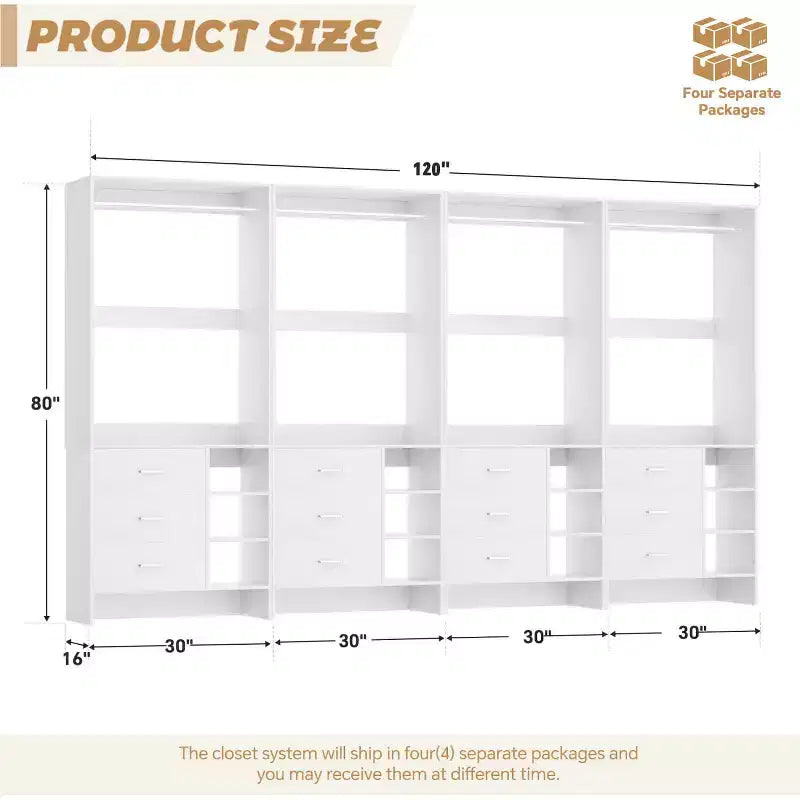 Besiost Set di 4 organizer per armadio con cassetti in legno e aste appendiabiti
