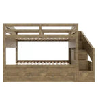 Whisen Letto a castello Twin XL con rotelle estraibili, letto a castello con contenitore, letto a castello in legno massello, scala con contenitore, armadio, 3 cassetti, per bambini