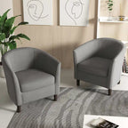 Set di 2 Poltrone Club con Braccioli in Lino a Botte Moderne
