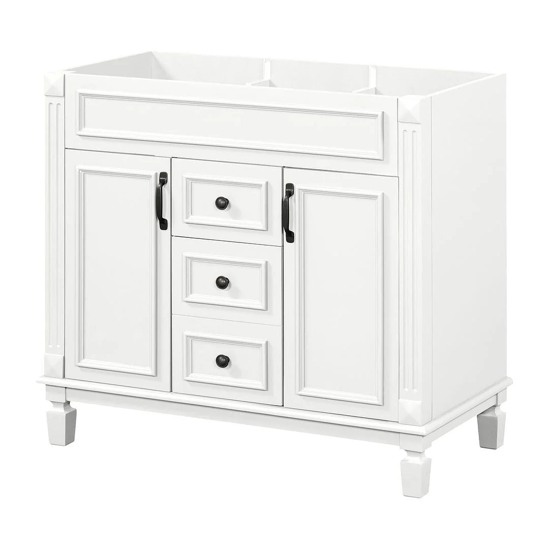 Mobile Bagno Moderno da 90cm con Lavabo Integrato e Specchiera, 2 Ante e 2 Cassetti