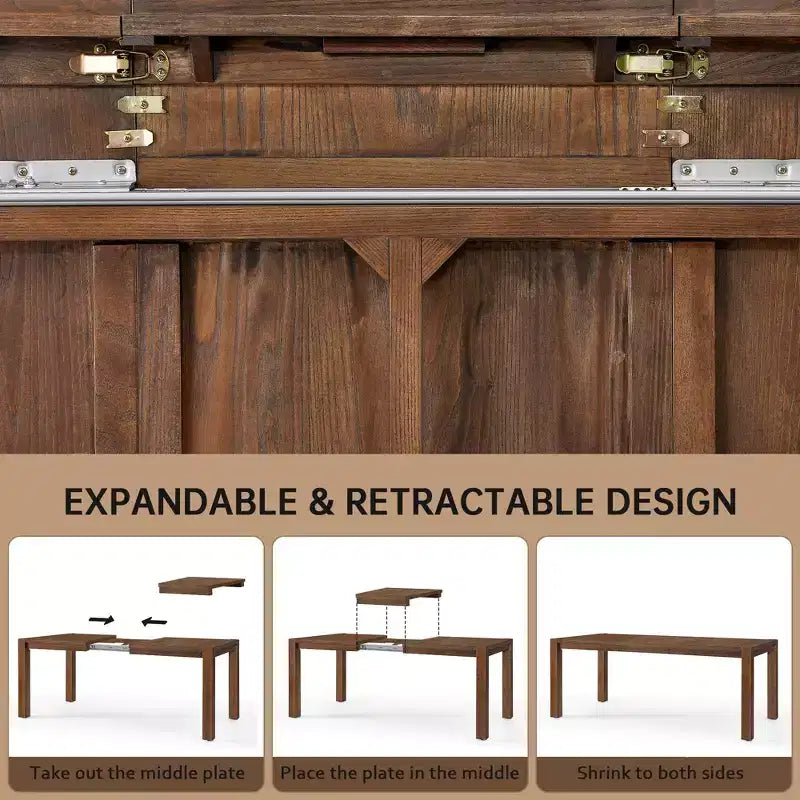 Set da Pranzo Moderno - Tavolo 80" + 6 Sedie Imbottite, Struttura in Legno Massello, Capacità Tavolo 400 libbre, Facile Montaggio