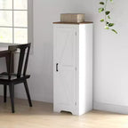Mobile Contenitore Rustico HOMCOM con Ripiano Regolabile, Credenza ad Anta Unica in Stile Fattoria per Soggiorno, Mobile Dispensa da Terra, Bianco