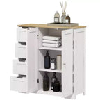 Mobiletto da Bagno HOMCOM con Ripiano Regolabile, Armadietto da Bagno Indipendente con 4 Cassetti e 2 Ante, Bianco