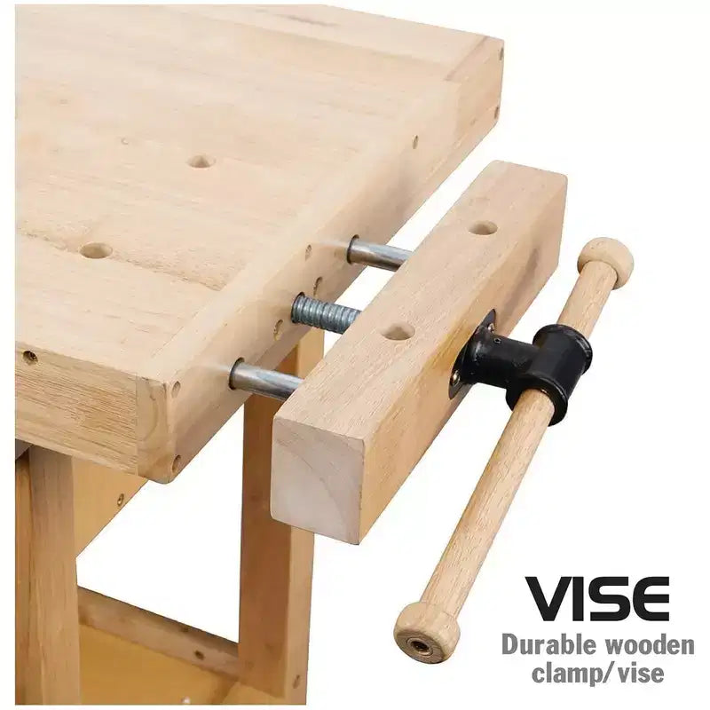 Olympia Tools Banco da Lavoro in Legno di Gomma, 4 Cassetti, Capacità di Carico 204 kg