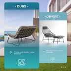 Divanetto due posti Double Papasan con cuscino, in rattan PE per tutte le stagioni e struttura in metallo per interni ed esterni