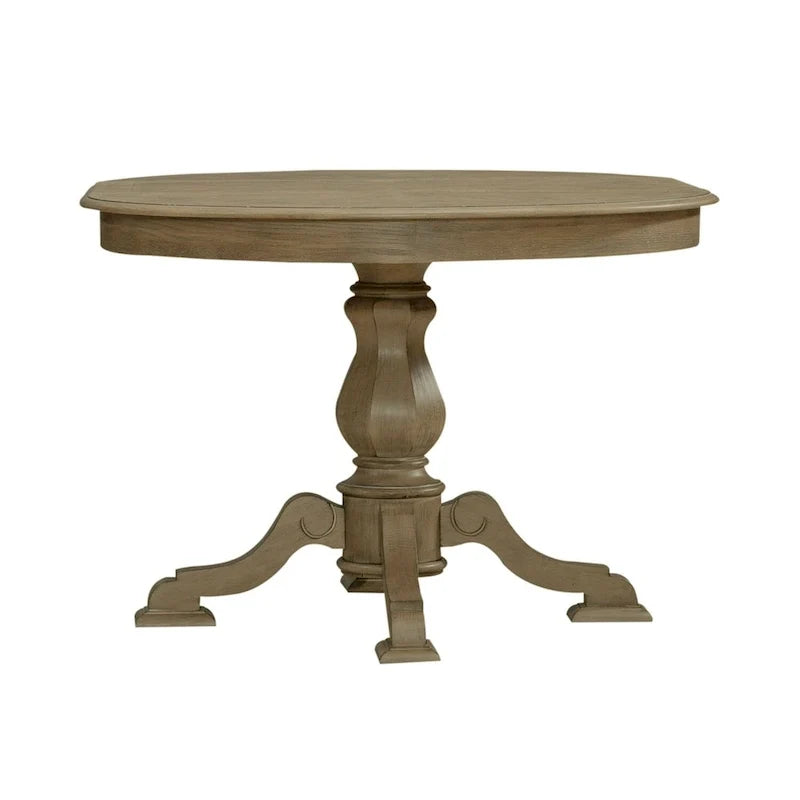 Tavolo da pranzo rotondo Magnolia Manor con base a piedistallo e prolunghe – 2 finiture