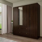 Hitow Armadio 2 Cassetti Grandi Zona Centrale Appendiabiti con Specchio Stile Minimalista