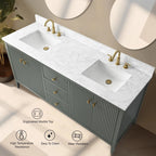 Mobile lavabo doppio Vanity Art 72 per bagno con piano in marmo composito