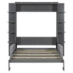 Letto a scomparsa Queen Murphy con divano, letto a scomparsa Queen Size con armadio, letto a parete pieghevole con libreria e mensole per camera degli ospiti o ufficio