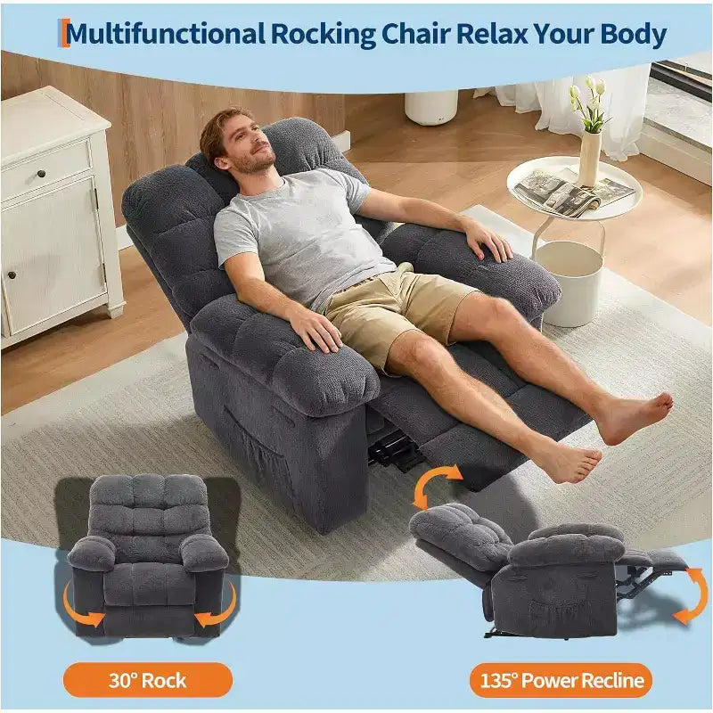 Poltrona reclinabile manuale, poltrona reclinabile ergonomica in tessuto traspirante con tasche laterali, divano singolo, adatta per soggiorno e camera da letto