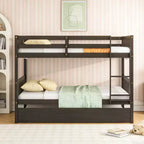 Letto a castello moderno in legno a due piani con letto estraibile, convertibile in 2 letti