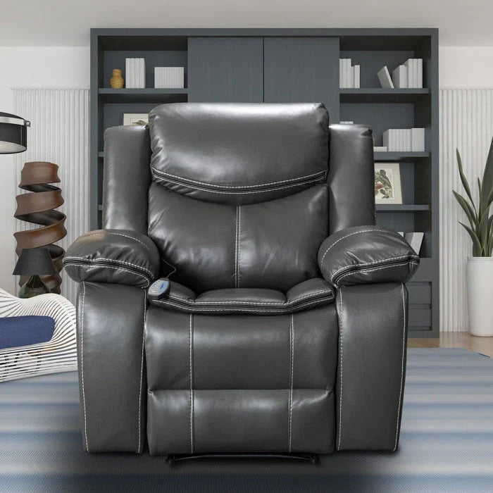 Poltrona Reclinabile Massaggiante e Riscaldante in Pelle Resistente con Seduta Larga