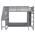 Letto a soppalco da gaming Whisen Wood, formato singolo, con scrivania, mensole multi-storage, LED e un appendiabiti