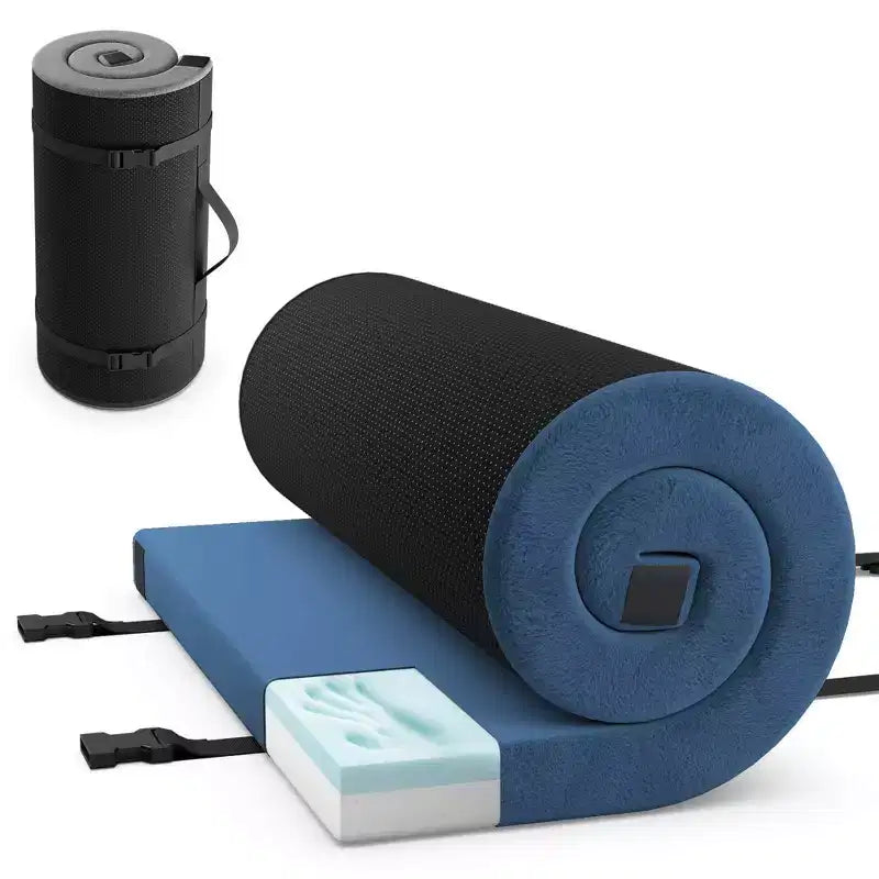 Materasso da campeggio in memory foam Costway con fondo antiscivolo e borsa da viaggio per dormire all'aperto grigio/blu