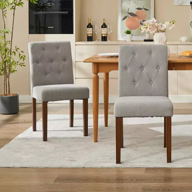 Set di 6/4 sedie da pranzo Parsons con bottoni trapuntati - Sedie da cucina imbottite in tessuto con gambe in legno e sedili imbottiti - Mobili per soggiorno e cucina