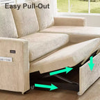 Divano Letto Estraibile 2 in 1 Dyonery con Chaise Longue Contenitore e USB, Divano Angolare in Velluto a Coste per Soggiorno