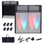 Set Tavolo per DJ Portatile con Tessuti di Copertura Illuminati Integrati, Robusta Custodia per il Trasporto e Dimensioni Compatte di 101x51 cm