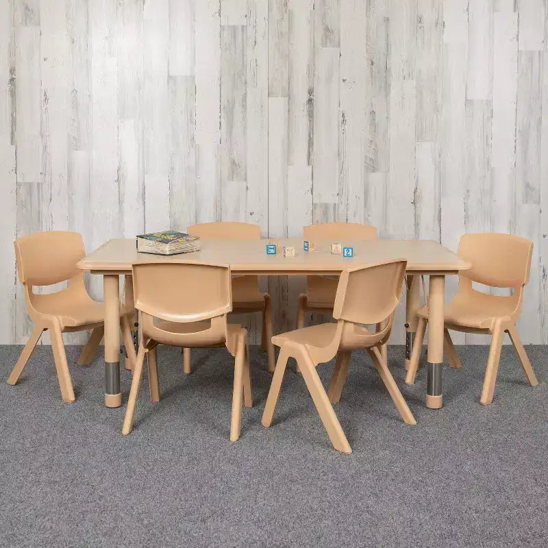 Set Tavolo Attività Rettangolare Regolabile in Altezza in Plastica Emma and Oliver 23.625"W x 47.25"L con 6 Sedie