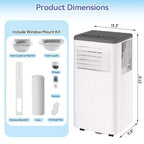 Condizionatori portatili, Flarhetoric 10000 BTU Raffreddamento/Ventilatore/Deumidificatore 3 IN 1 Unità AC portatile per stanze di 52 M², Unità per ambienti a bassa rumorosità