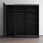 Armadio a 2 ante con specchio, frontale in vetro, 2 persone (grigio/nero/bianco)