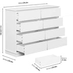 Cassettiera a 8 cassetti, comò con cassetti profondi, armadio alto e largo per soggiorno, corridoio, camera dei bambini
