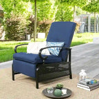 Poltrona Reclinabile Regolabile da Esterno con Cuscino - 38 (P) x 26.5 (L) x 38.5 (A) POLLICI